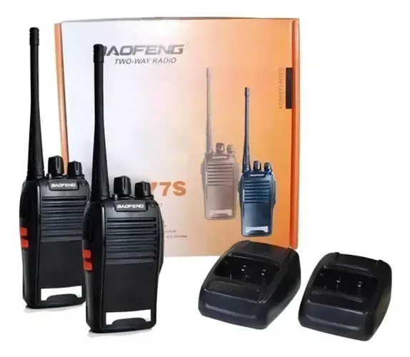 Kit 2 Walkie Talkie Bf-777s Radio Comunicador Com Fone De Longo Alcance Portátil