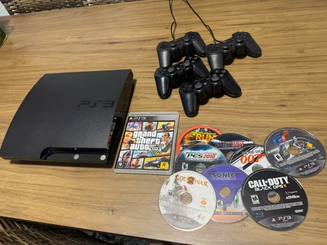 PS3 + 4 Controles e Jogos