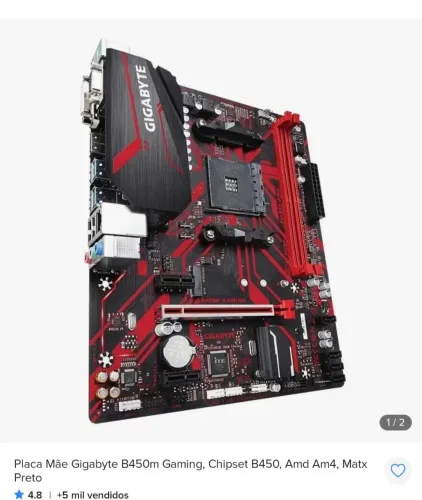 Kit Ryzen 5500x3D + B450M gigabyte + 2 pentes memória cusu 3600mhz