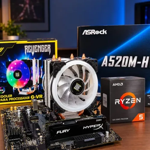 Kit Upgrade Ryzen 5 5500 + A520M + 8GB RAM + BRINDE Cooler RGB