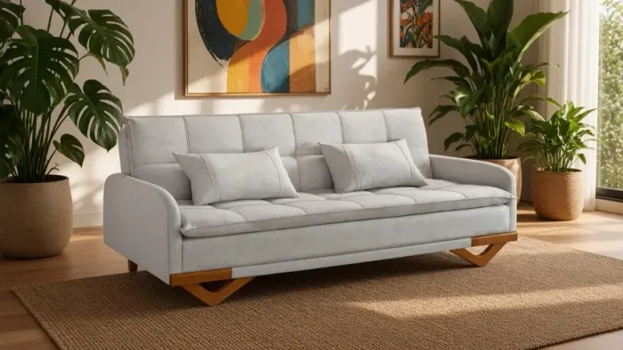 Sofá Cama Cannes 2,02m Linho (NOVO A PRONTA ENTREGA)
