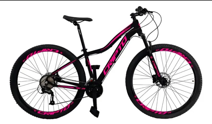 Bicicleta Aro 29 Cripto 24 Marchas Freio Disco Cor: Preta/Rosa Quadro 17"