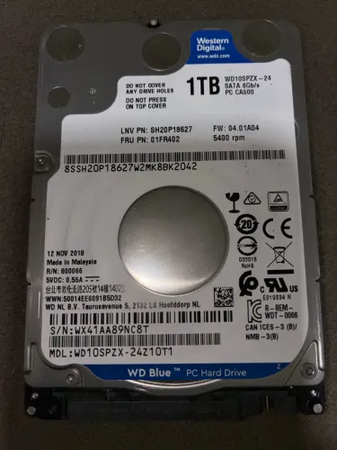 HD DE NOTEBOOK, WD, 1TB, 6g/s - WD10SPZX-24