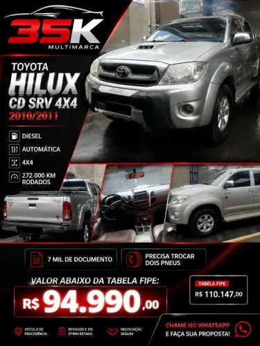 Toyota Hilux CD SRV D4-d 4X4 3.0 TDI Diesel AUT 2011
