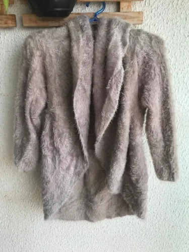 cardigan/casaco feminino de pelo sintético (pelúcia)