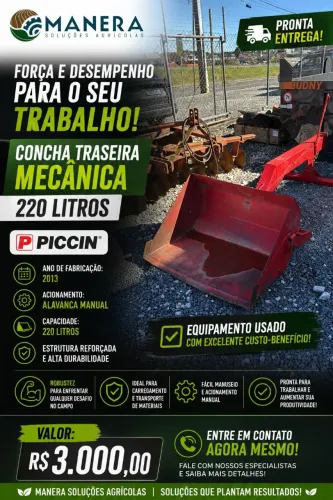 Concha Traseira Mecanica de 220 litros, Marca Piccin