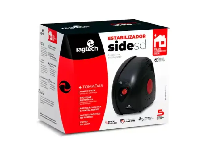 Estabilizador Eletrônico 500VA (500W) RAGTECH Side SD (E:Bi / S:115V / T:4)