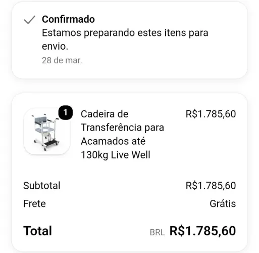 Cadeira de transferência para idoso