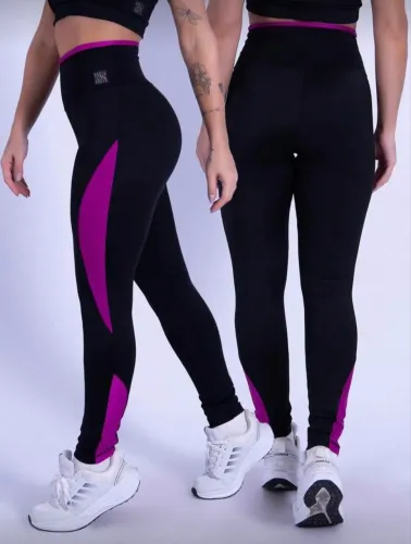 Calça Legging Preta Cintura Alta em Poliamida - M - Nova 