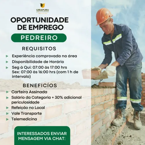 Vaga para Pedreiro