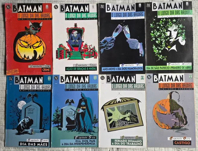 Coleção 8 HQs "Batman: O Longo Dia das Bruxas" 1a Edição 1998 completa