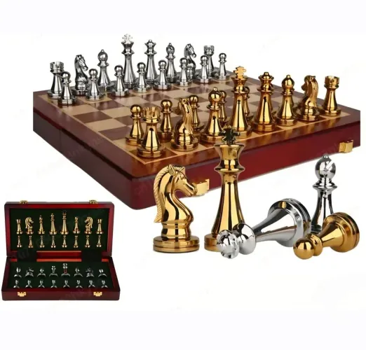 TABULEIRO DE XADREZ LUXO ROYAL 30X30 COM PEÇAS DE LIGA DE ZINCO  E TABULEIRO DE MADEIRA 