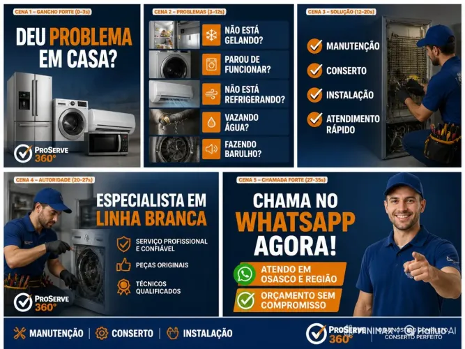Geladeira não gela? Máquina de lavar não centrifuga?<br>?Ar condicionado sem gelar?
