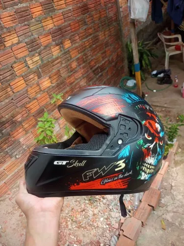 Capacete Fw3 Black Skull caveira (sem viseira)