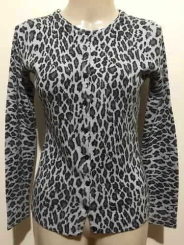 Malha de Lã Animal Print Cinza