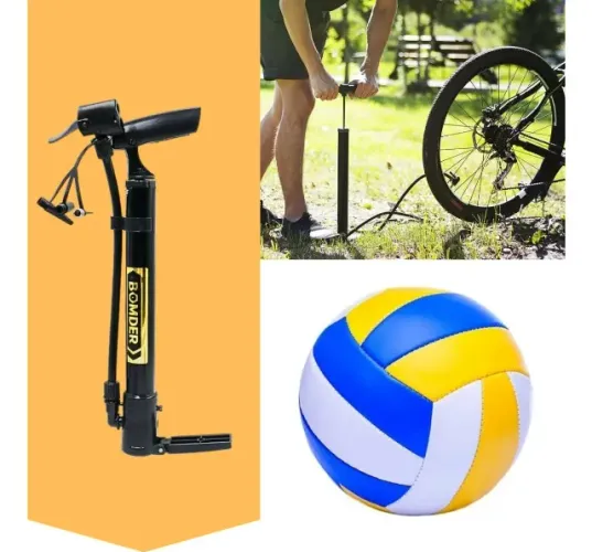 Bomba De Ar Pneu Bike Bico Fino Grosso Encher Bola Portátil