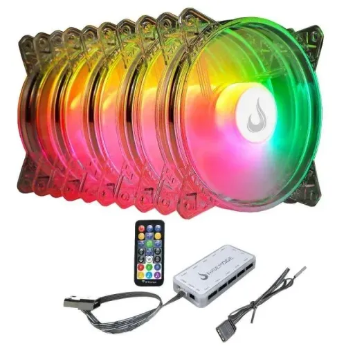Kit Cooler Gabinete Rise Mode Crystal Sound - 5x Fan 120mm, ARGB, 1650rpm