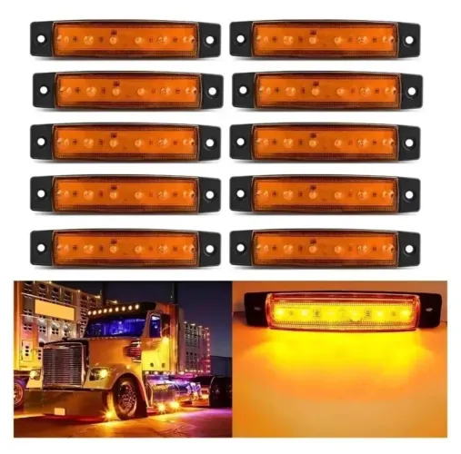 kit com 02 lanternas laterais de LED âmbar (amarelo-alaranjado)