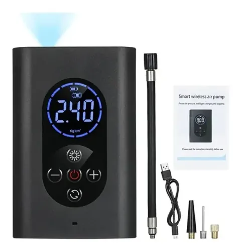 Bomba Elétrica Inflador Digital Portátil USB-C para Carro, Moto, Bike, Bexigas