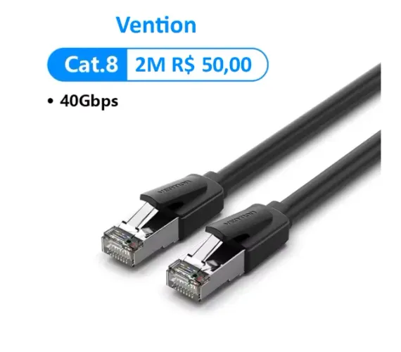 Cabo de Rede Cat8 1m / 1,5m e 2m 40gbps