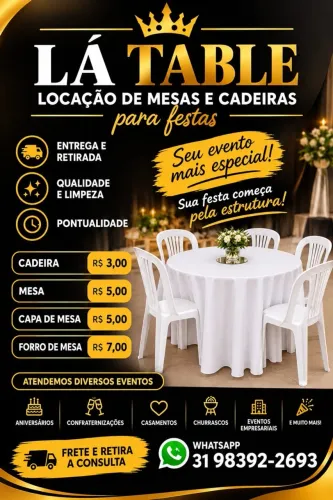 ALUGUEL DE MESA E CADEIRA