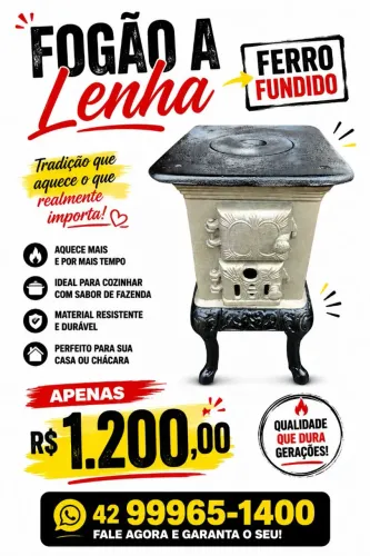 Fogao a lenha ferro fundido n0 