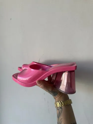 Tamanco Melissa Rosa Salto Coração jellyshoes