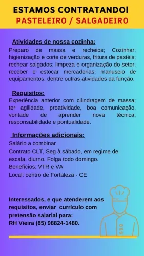 Pasteleiro com experiência