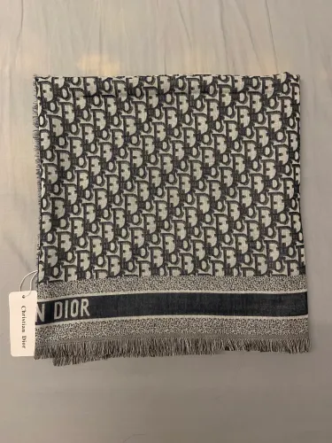 Lenço echarpe cale inspiração Christian Dior azul marinho 