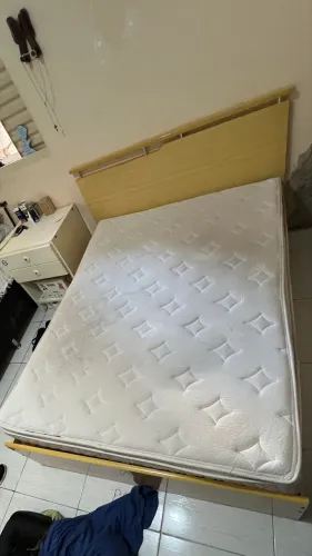 Cama De Casal Em Madeira Com Cabeceira + Colchão Le Martan De Brinde