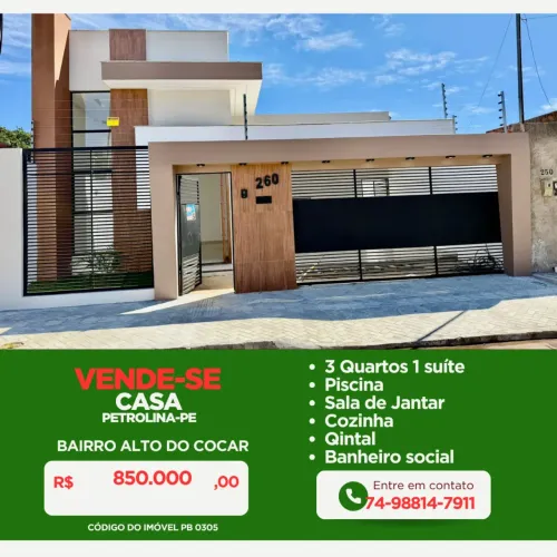 Casa à Venda  Bairro Alto do Cocar | Petrolina/PE