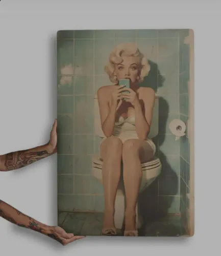 Vendo Quadro decorativo Marilyn Monre - pintado na madeira- novo 70 x 37cm
