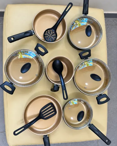 Conjunto Panelas Antiaderente 10 Peças Preto e Bege
