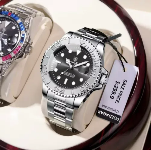 Relógio Poedagar 680 Masculino Luxo Original Aço Inoxidável Quartzo à Prova D?Água
