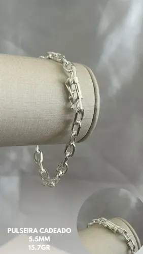 Pulseira Boleada Cadeado Prata925 15,7g 5,5mm