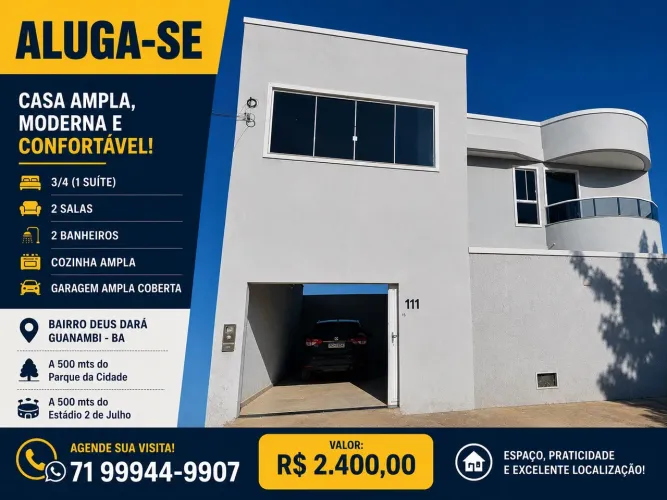 Casa 3/4 c/ suite Deus Dará, próx estádio 2 julho