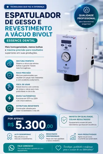 Espatulador De Gesso E Revestimento A Vacuo Bivolt - Essence Dental