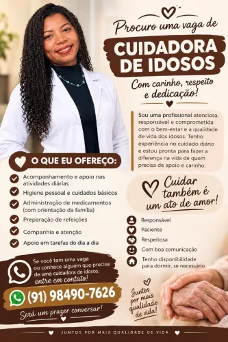 Vaga de emprego como cuidadora de idosos