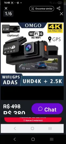 Dascam 4k(frente+2,5k(traseira) cim gps