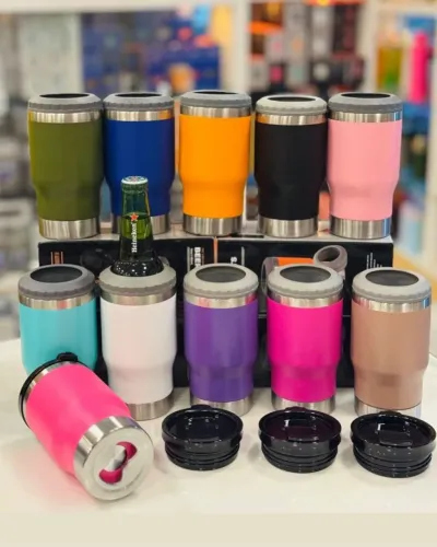 Copo Térmico 420ml Com Tampa E Abridor Para Cerveja E Copo Porta Cerveja Garrafa Térmica L