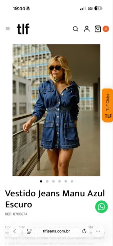 Vestido Jeans TLF Manu Azul Escuro- Tamanho 42/44