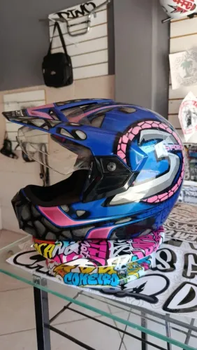 Capacete Bieffe 3 Sport Stones Azul Preto Rosa