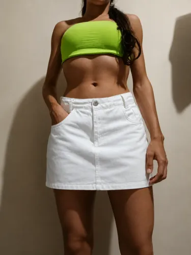 Saia jeans branca