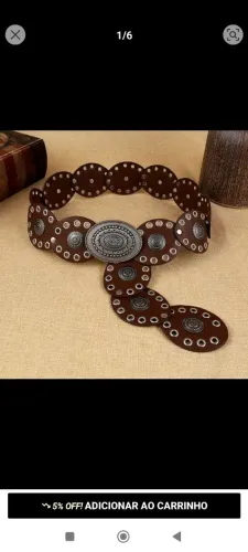 Cinto feminino couro vintage Shein