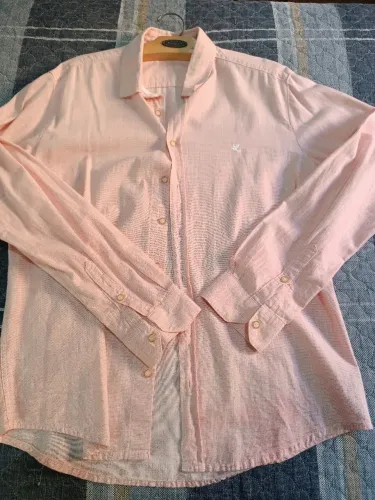 Camisa Masculina Malwee Rosa Claro 100% Algodão - Tam G
