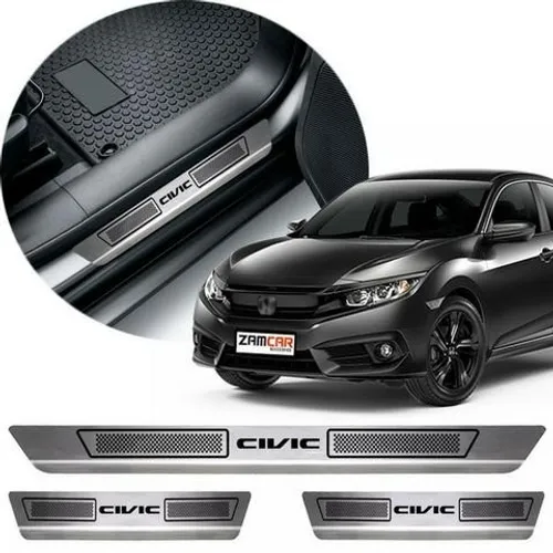 Soleira Esportiva Protetora P/ as Portas em Aço Inox - Específica P/ seu Carro