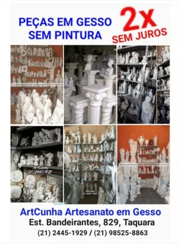 Estatuas Vasos Pilastras Molduras e Imagens em Artesanato de Gesso