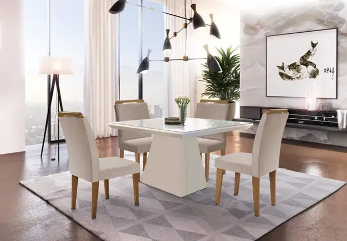 Mesa luna canto reto com 4 cadeiras 100%MDF!!Tt9718m