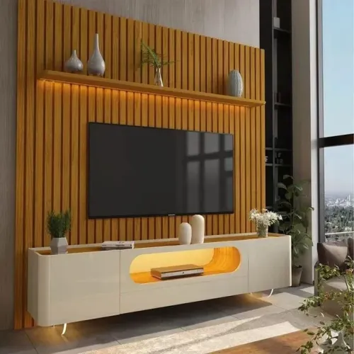 Painel Ripado Nobre com Bancada Nobre pés de Vidro **novo na caixa**