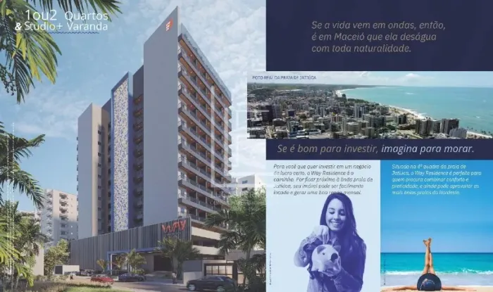 Excelentes apartamentos tipo studio, 1 quarto ou 2 quartos na Jatiúca - Residencial Way